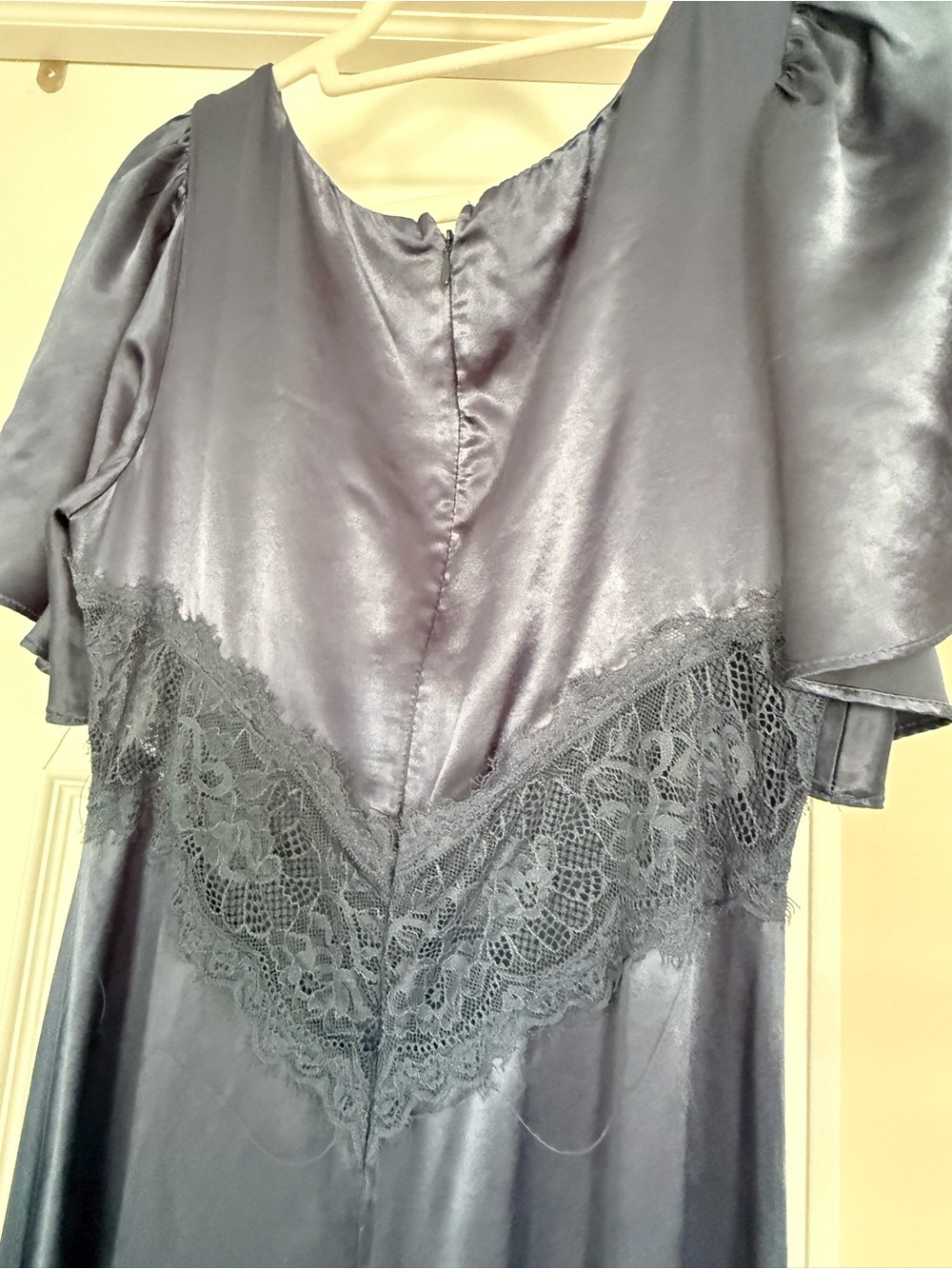 Astr Navy Blue Satin Maxi Dress with Lace Bodice - Picture 8 of 8